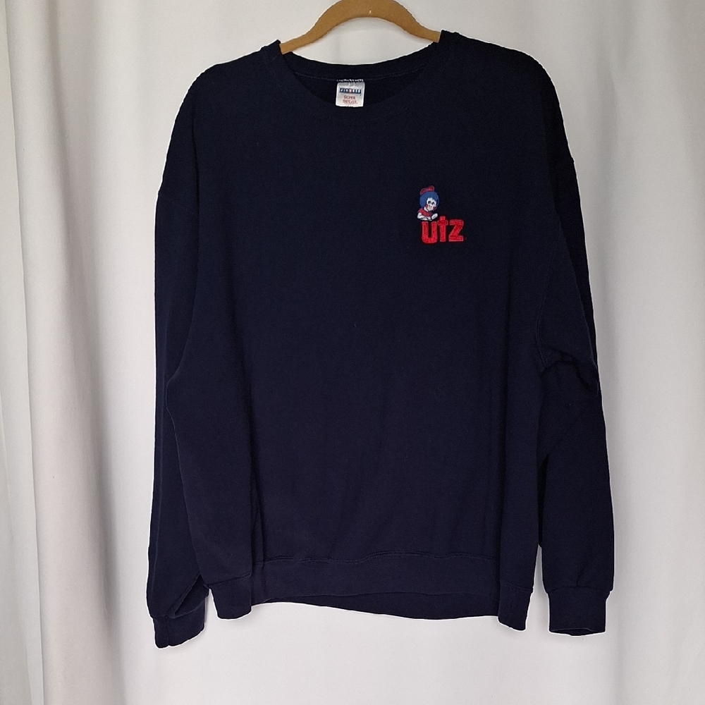 Jerzees Navy Blue Men's Sweatshirt With Embroidered Utz With Girl Logo